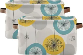 2 Pack Dandelion Geometric Abstraction storage baskets, collapsable baskets for shelves with sturdy handle bag Decorative for kitchen