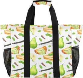 Beach Bag for Women Tart Vanilla Mint White Large Canvas Pool Bags with Pocket Sandproof Tote Bag for Pool Travel Gym Beach