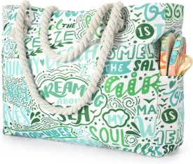 Beach Bags for Women - Large Beach Tote Bag, Women Sandproof Pool Bag for Pool Gym Grocery Travel