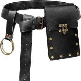 Belt Pouch Waist Bag Fanny Pack Steampunk Phone Holder Casual Medieval Renaissance Cosplay Costume Accessories (1Classic-Black)
