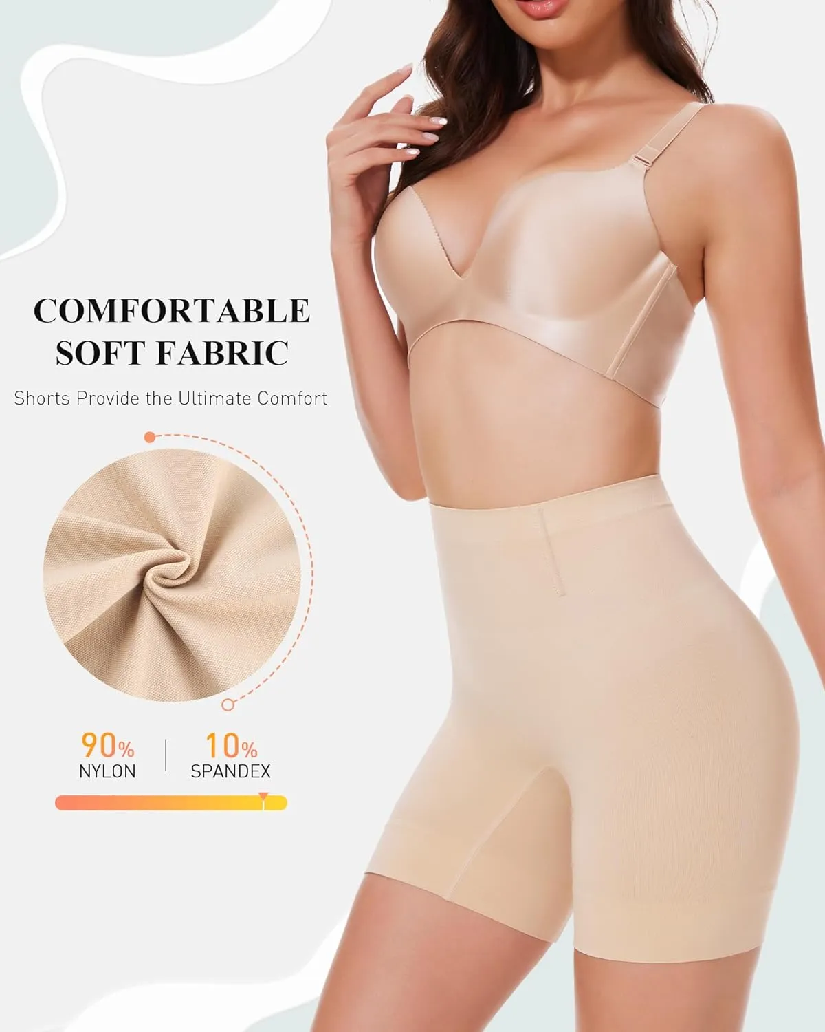 BESTENA Shapewear Shorts,Mid-Waist Body Shaper Shorts,Womens Shapewear Tummy Control,Seamless Shapewear for Under Dresses
