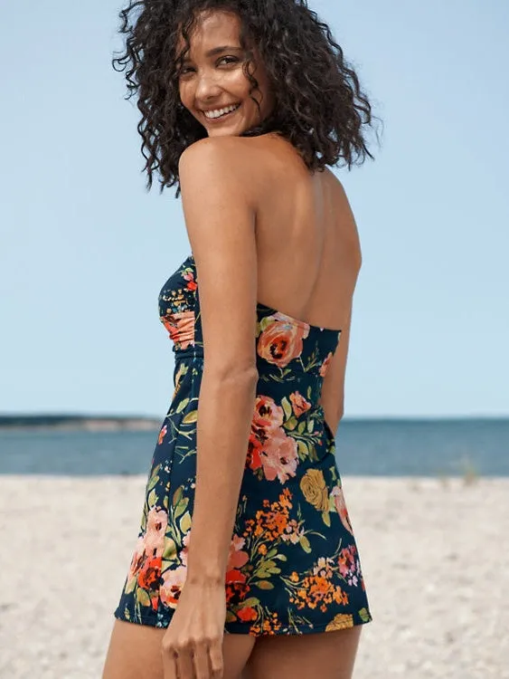 BOUQUET FLORAL RUCHED SWIM DRESS