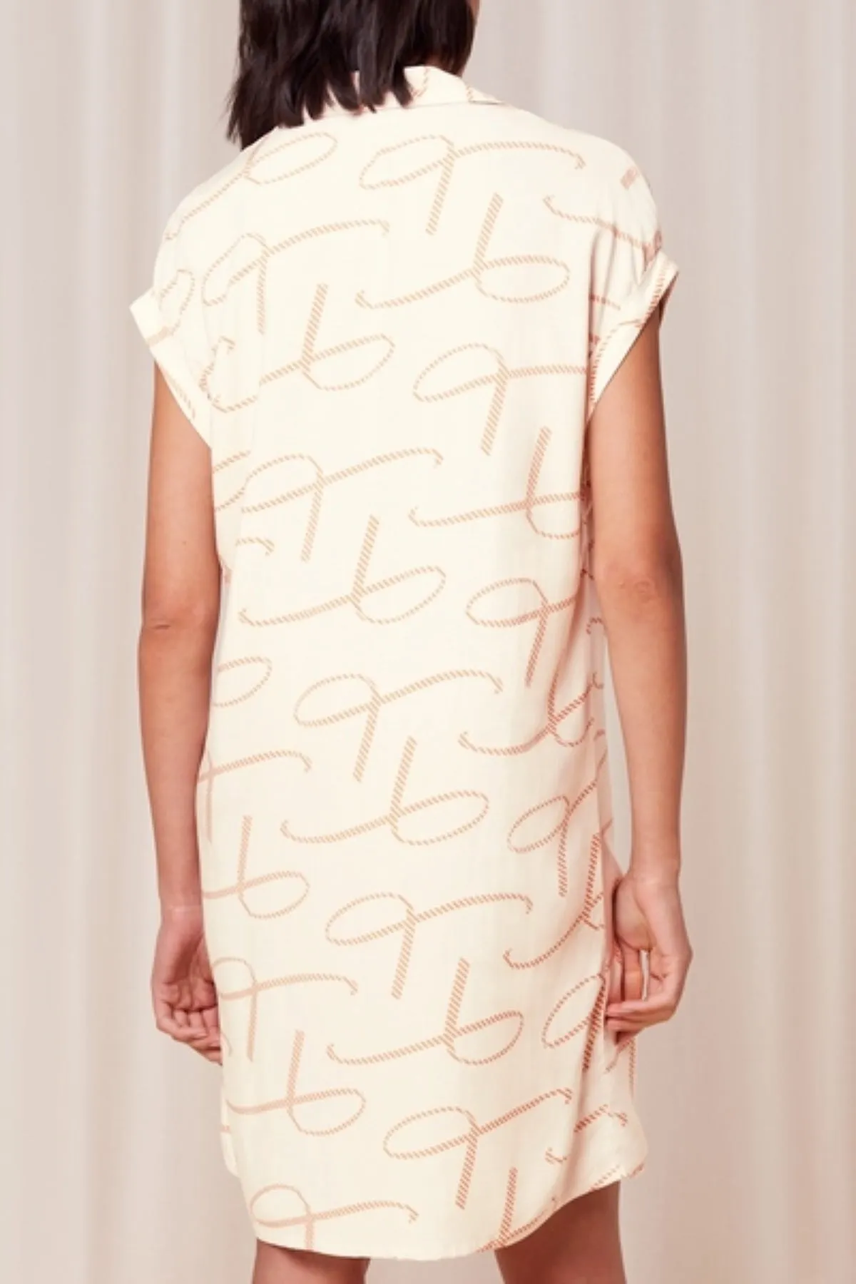Boyfriend Fit Nightdress in Beige Print