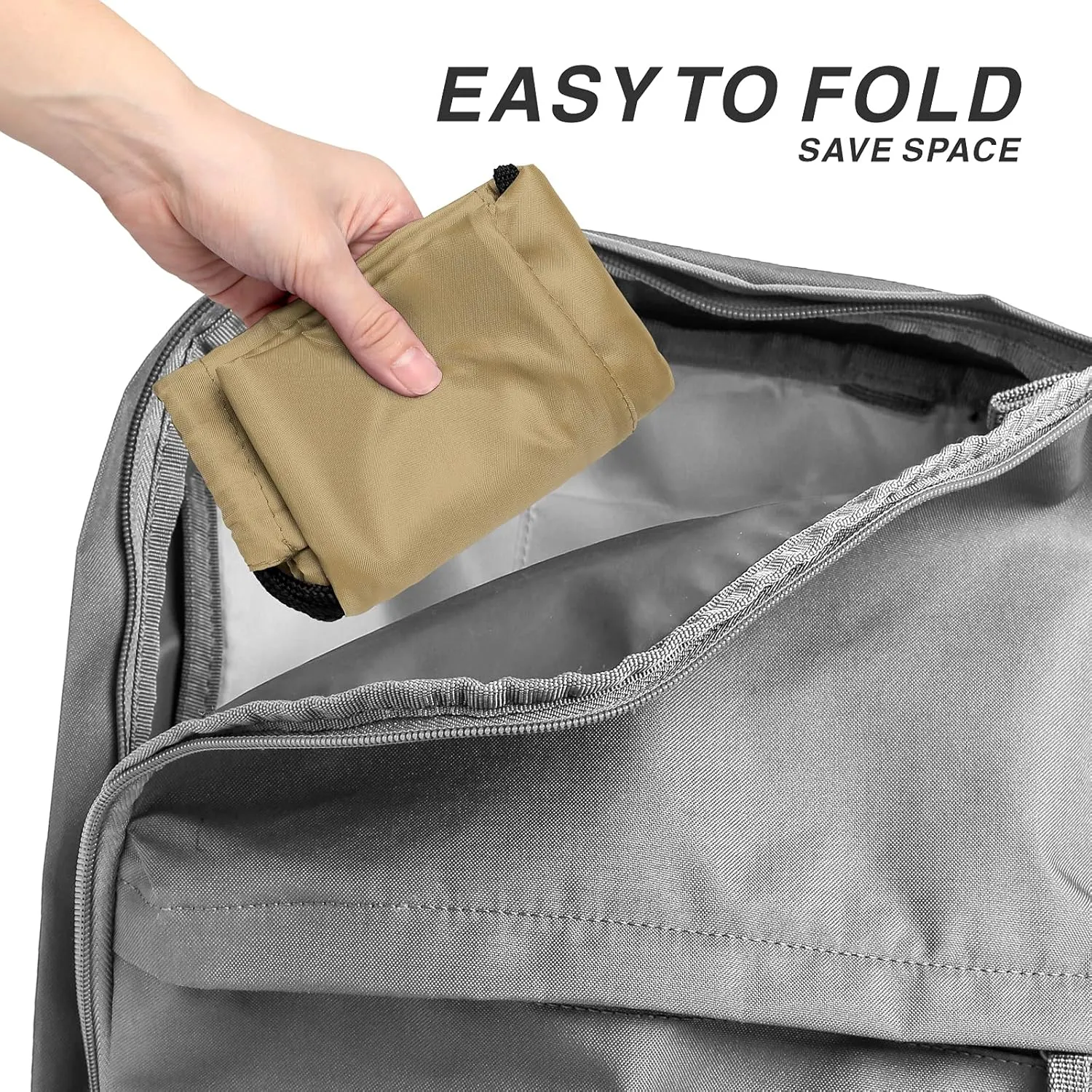 BuyAgain Drawstring Backpack Sports Water Resistant String Bag Sport Gym Sackpack for Women Men Large with Zipper, Khaki