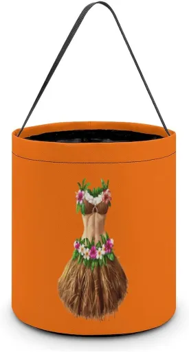 Coconut Bra Flowers Grass Skirt Easter Basket Egg Buckets with Handles Hunt Tote Bags Reusable Handbag for Decoration