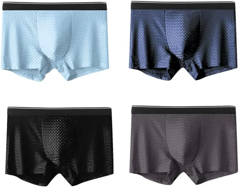 CSCDD Men's Underwear Men's Boxer Briefs Men's Boxer Shorts Men's Boxer Underwear Elastic Waist Ice Silk Mesh