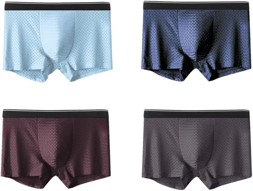CSCDD Men's Underwear Men's Boxer Briefs Men's Boxer Shorts Men's Boxer Underwear Elastic Waist Ice Silk Mesh
