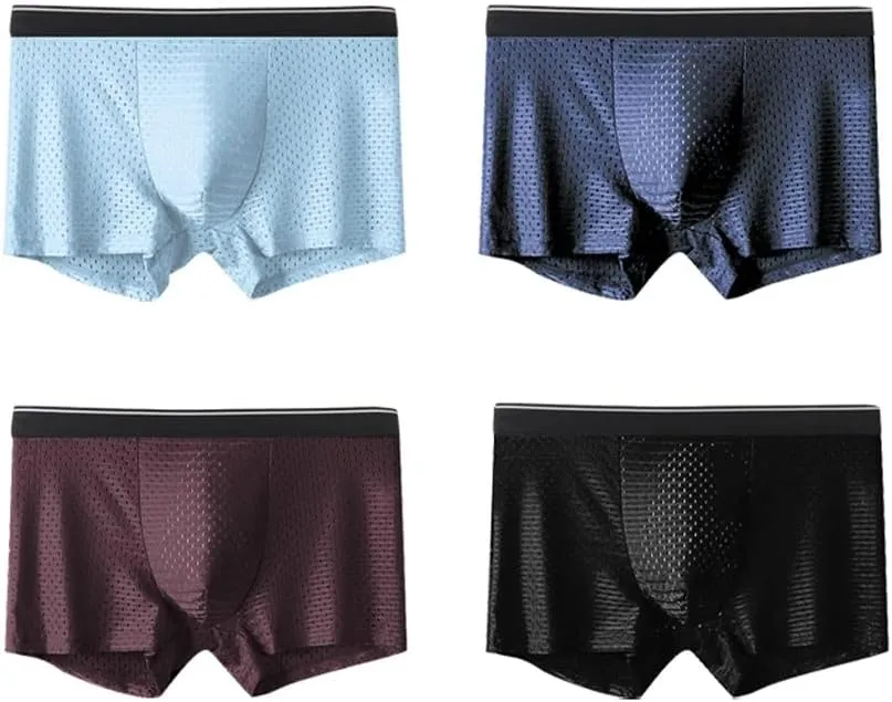 CSCDD Men's Underwear Men's Boxer Briefs Men's Boxer Shorts Men's Boxer Underwear Elastic Waist Ice Silk Mesh