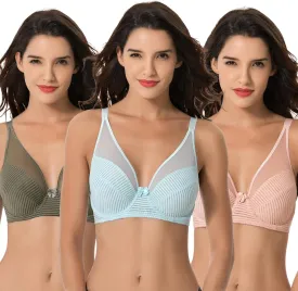 Curve Muse Women's Plus Size Minimizer Unlined Underwire Full Coverage Bra-2 or 3pack