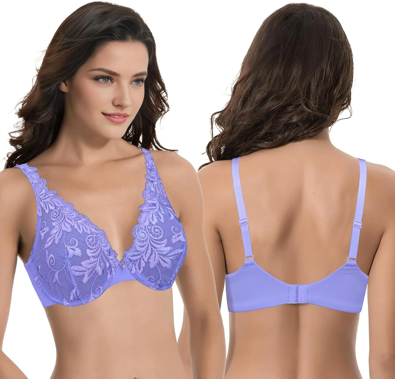 Curve Muse Women's Plus Size Minimizer Unlined Underwire Full Coverage Bra