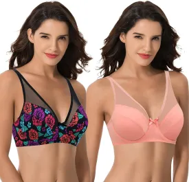 Curve Muse Women's Plus Size Minimizer Unlined Underwire Full Coverage Bra