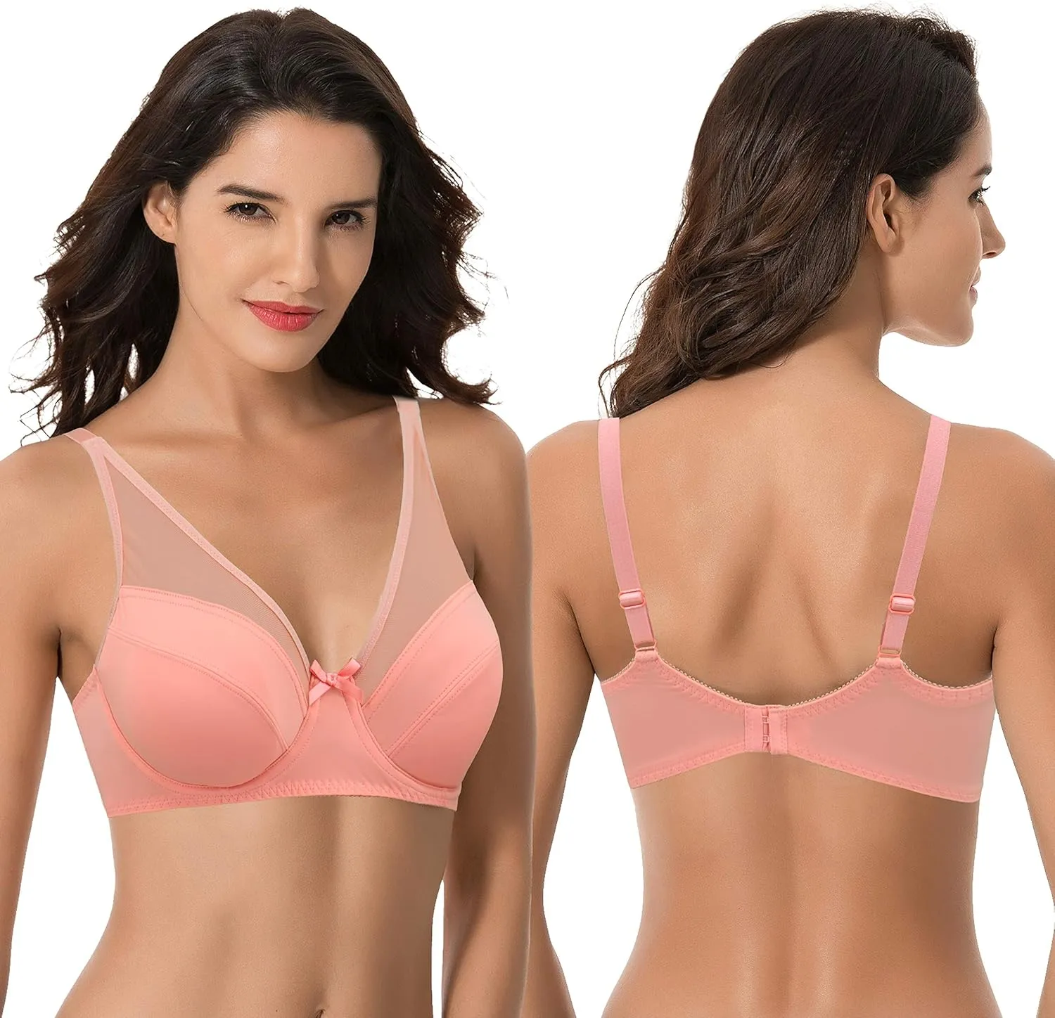 Curve Muse Women's Plus Size Minimizer Unlined Underwire Full Coverage Bra