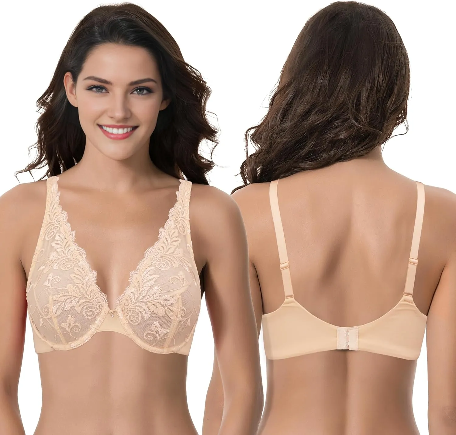 Curve Muse Women's Plus Size Minimizer Unlined Underwire Full Coverage Bra