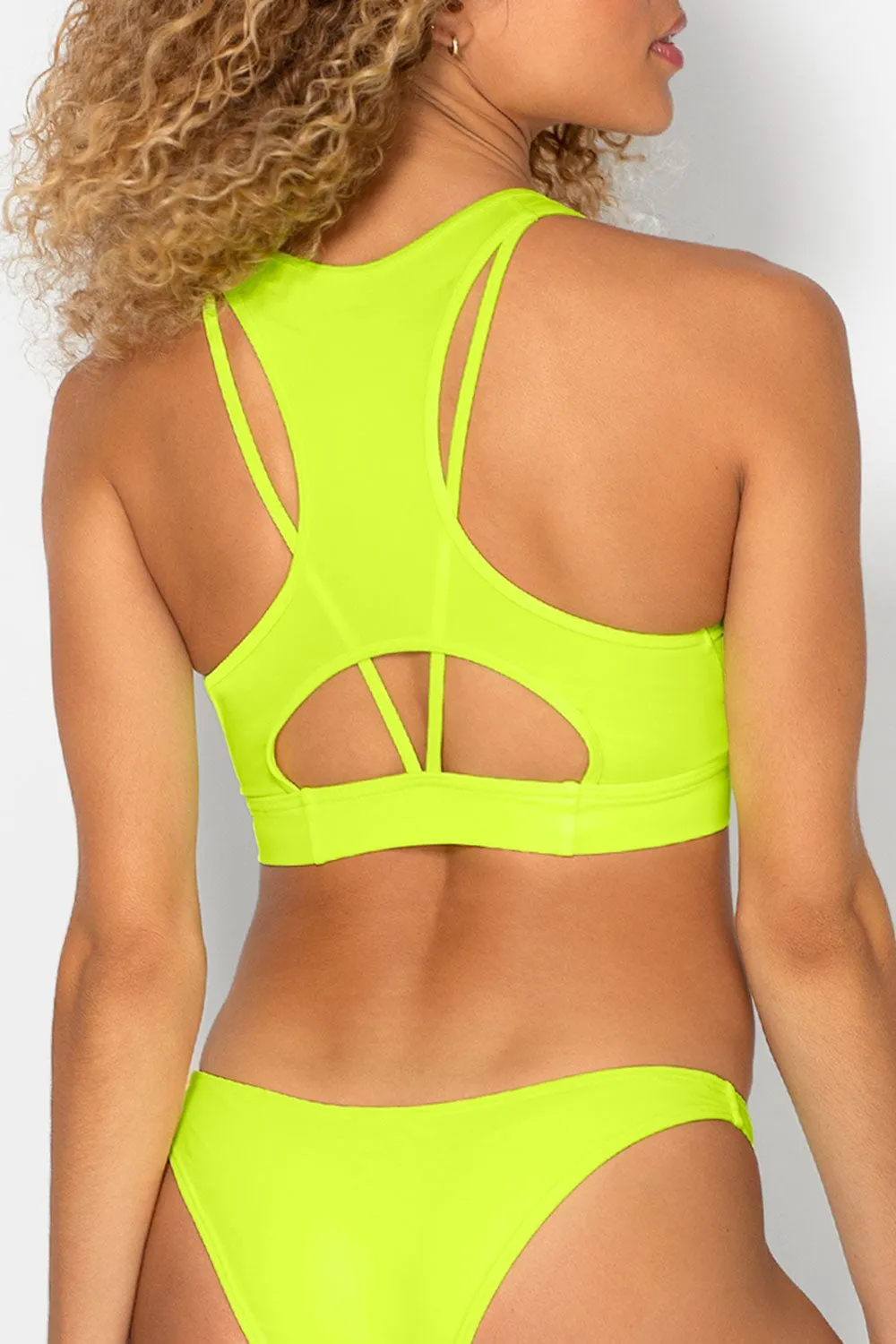 Cut-Out Racerback Bikini Top | Neon Yellow