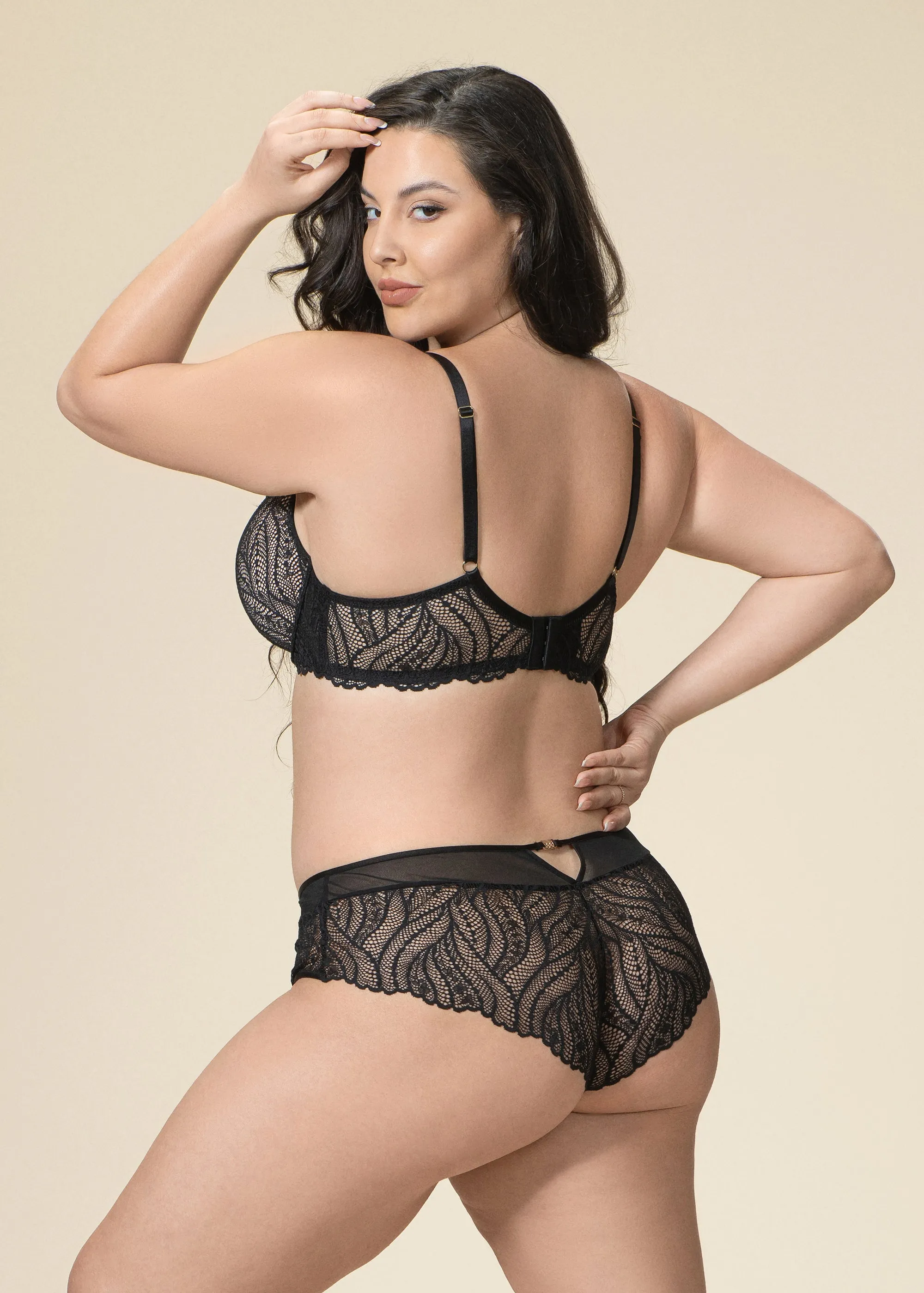 DAHLIA Plus Black Lace Tanga Panties