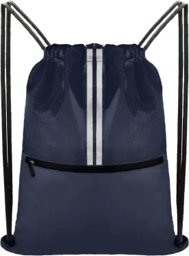 Drawstring Backpack Large Sports Draw String Bag for Men and Women (Navy Blue)