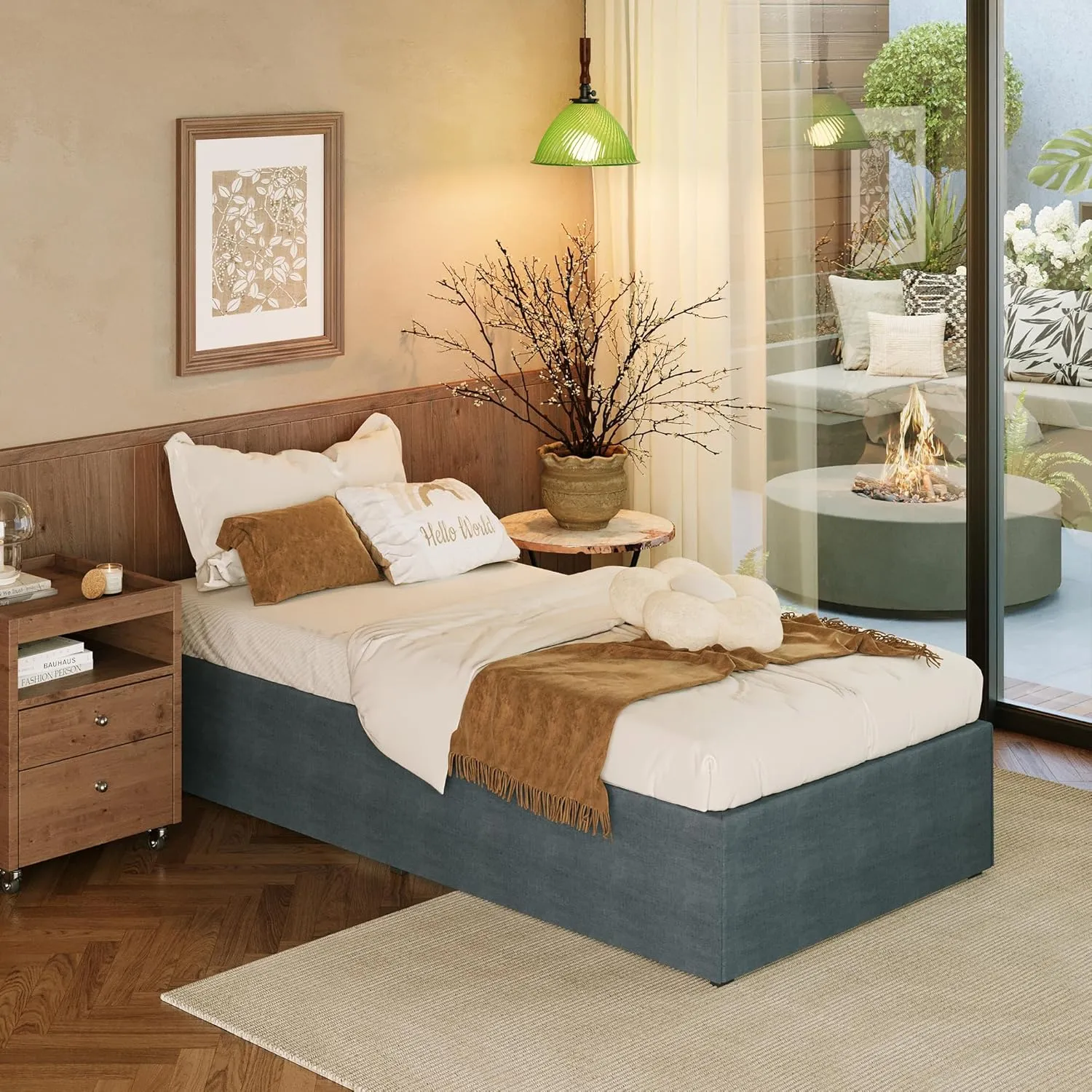 EMODA 14 Inch Twin Bed Frames with Cover Skirt, Heavy Duty Metal Twin Platform Bed Frame No Box Spring Needed, Noise Free, Easy Assembly