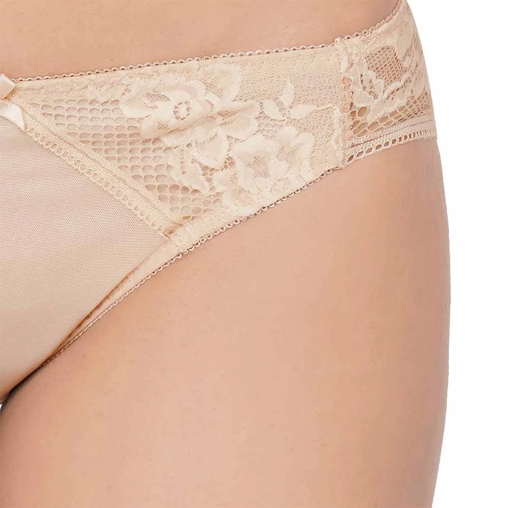 Evy Low Waist Medium Coverage Bridal Wear Lace Bikini Panty - Beige