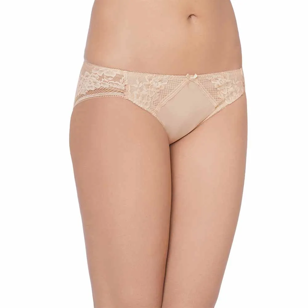 Evy Low Waist Medium Coverage Bridal Wear Lace Bikini Panty - Beige