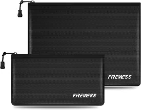 Fireproof Document Bag -2 Pack 13.4"x10" and 11"x6" Non-itchy Fireproof Money Bag, Waterproof Zipper holder for Valuables, Fire & Water Resistant Safe Pouch for File,Cash,Passport,Keys