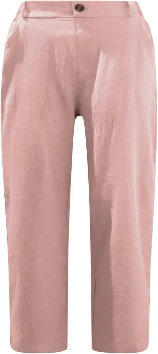 Generic Capri Pants for Women Petite High Waist Work Cargo Capris Clothes Casual Summer Beach Yoga Palazzo Cropped Pants