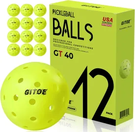 GT40 Pickleball Balls  USAPA Approved Outdoor Pickleball Balls 3/4/6/12 Pack, Seamless One-Piece Design, Durable, Consistent Bounce & Stable Flight for Professional and All Skill Levels