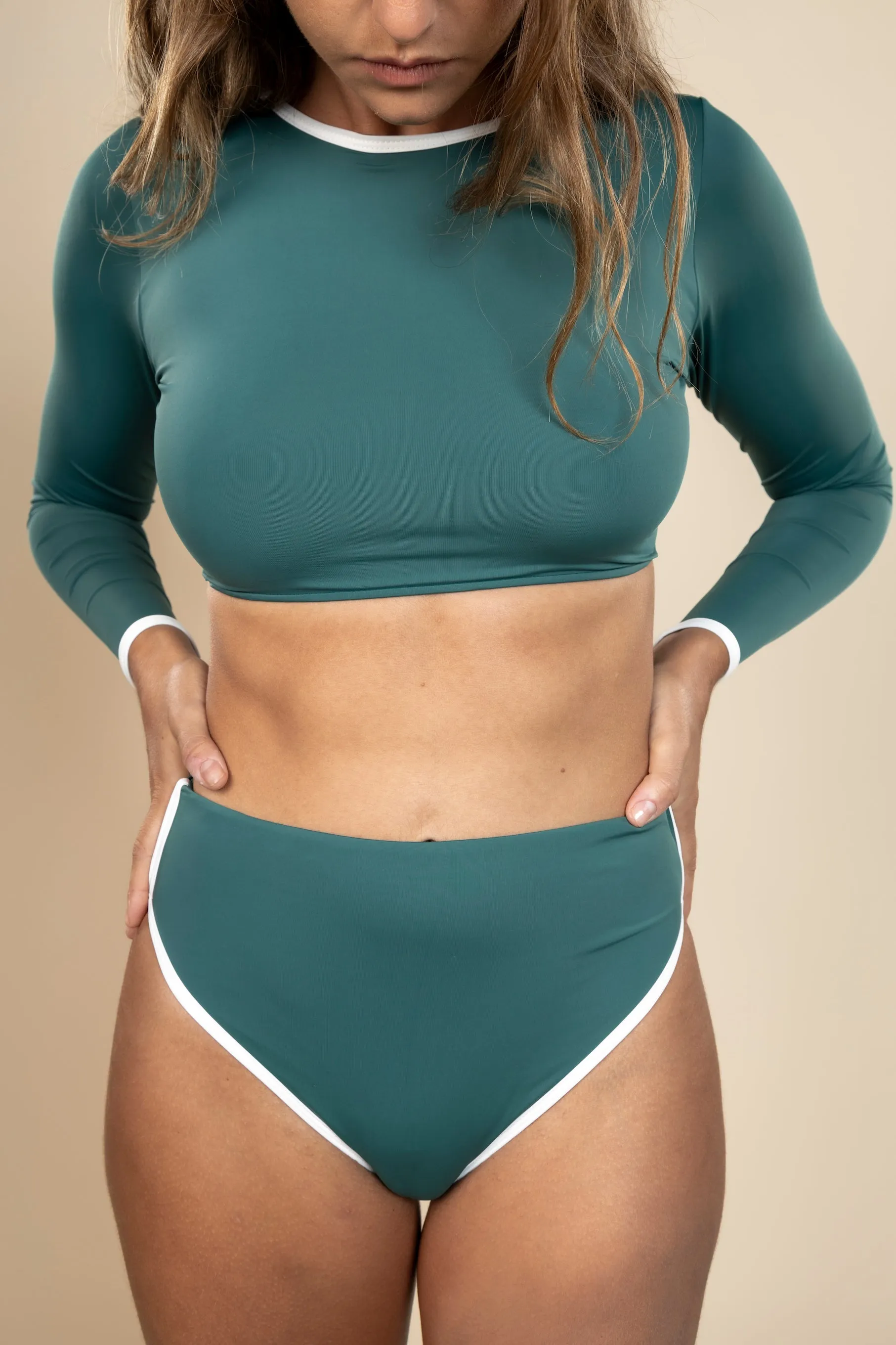 High Waisted Bikini Bottom Logger Green