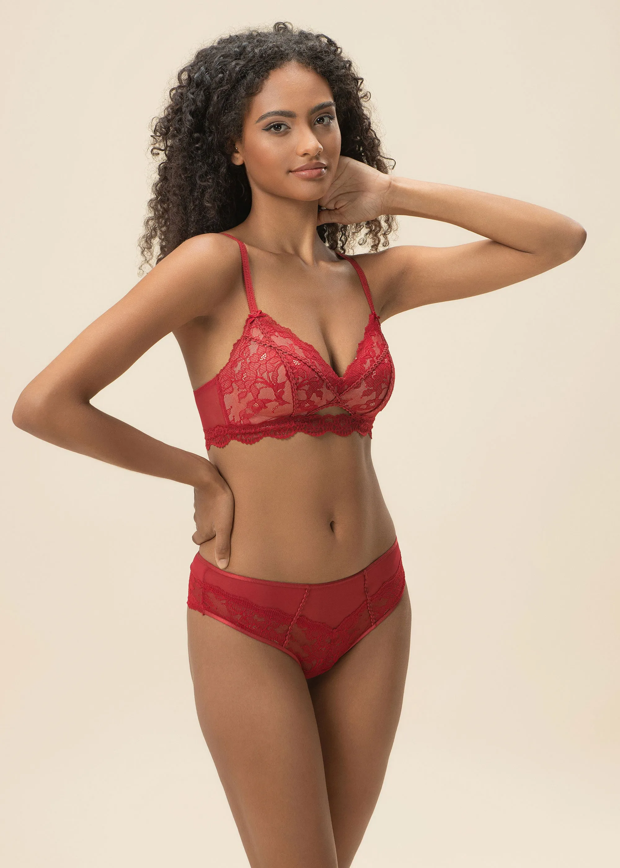 JANET Red Lace Boyshort Panties