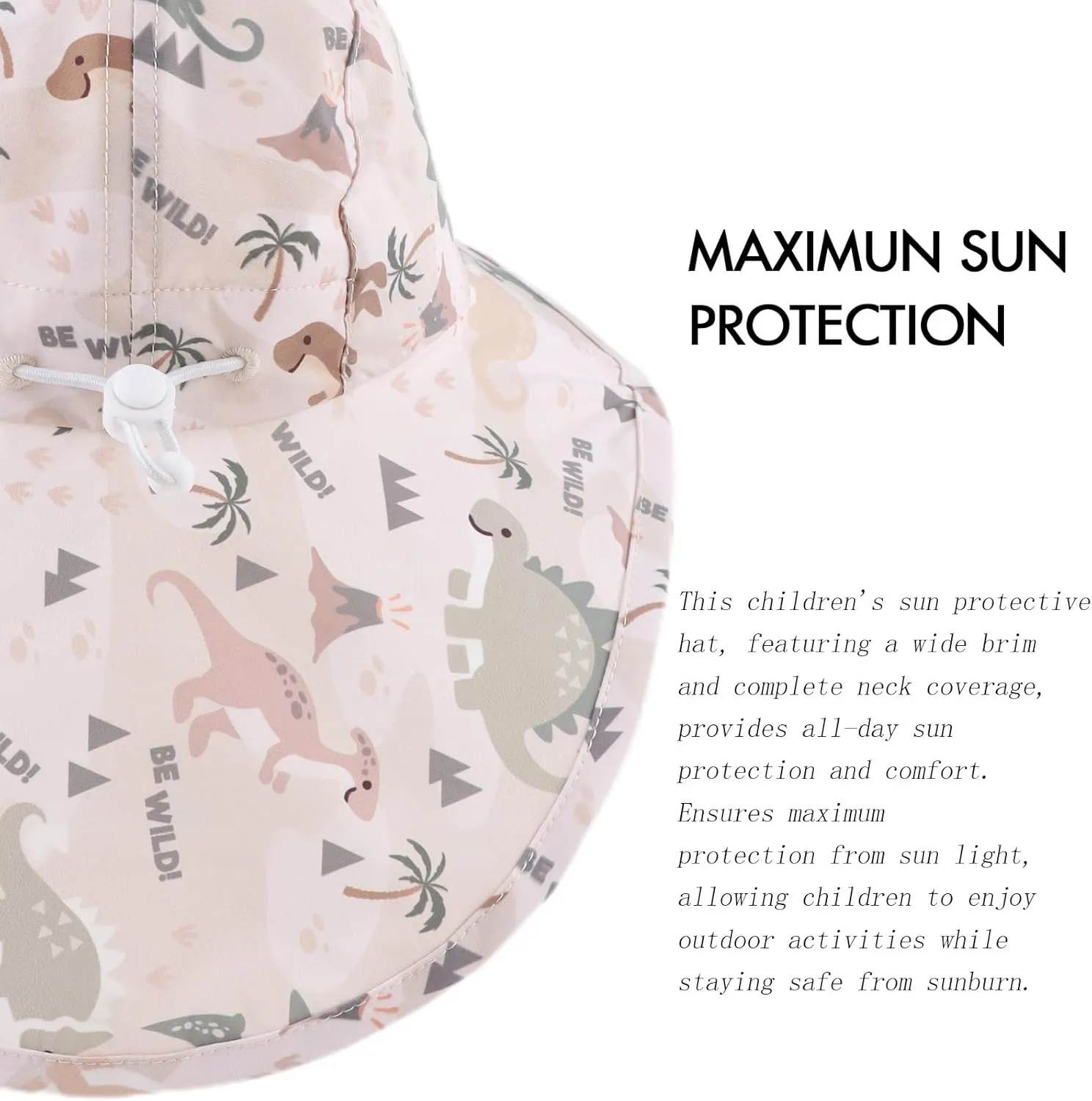 JANGANNSA Baby Sun Hat Boys Girls Infant Toddler Bucket Hat Kids Neck Flap Sun Protect Cap Beach