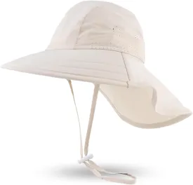 JANGANNSA Baby Sun Hat Boys Girls Infant Toddler Bucket Hat Kids Neck Flap Sun Protect Cap Beach