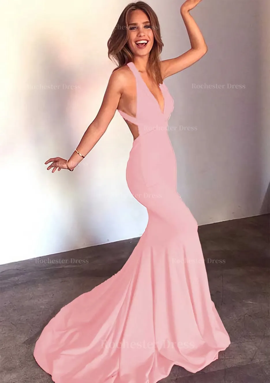 Jersey Prom Dress Trumpet/Mermaid Sleeveless Court Train