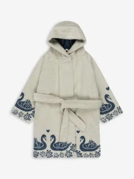 Konges Sløjd Kids Swan Terry Bathrobe in Blue
