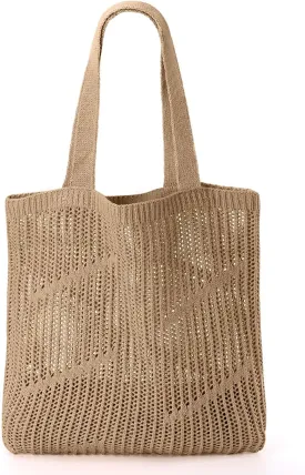 KPX Crochet Tote, Beach Mesh Knitted Shoulder Bag - Large Aesthetic Hobo Bag for Women - Summer