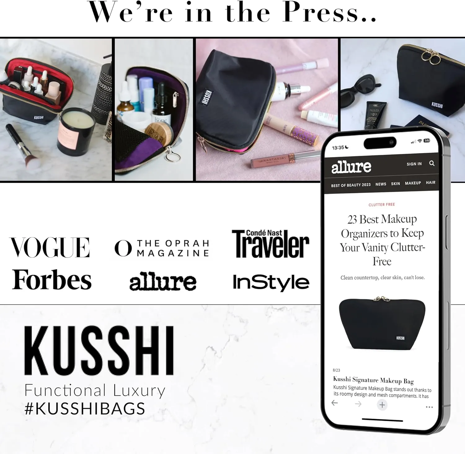 KUSSHI Neoprene Mini Makeup Pouch for Purse and Travel - Small Travel Pouch for Delicate Bottles and Beauty Items - For Foundations, Serums, Perfumes and More - Small Purse Pouch (Size S, Pink)