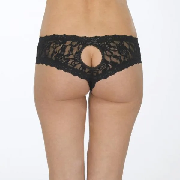 Lace Open Gusset Hipster - Black -