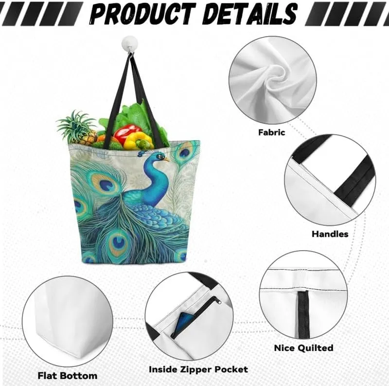 Large Canvas Tote Bag Animal Texture Hobo Purse, Zebra Stripes Reusable Grocery Bag for Shopping, Gym, Travel