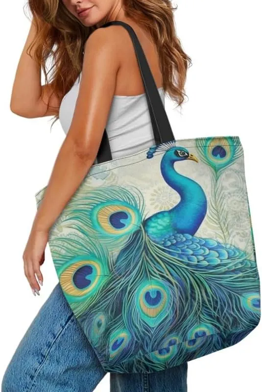 Large Canvas Tote Bag Animal Texture Hobo Purse, Zebra Stripes Reusable Grocery Bag for Shopping, Gym, Travel