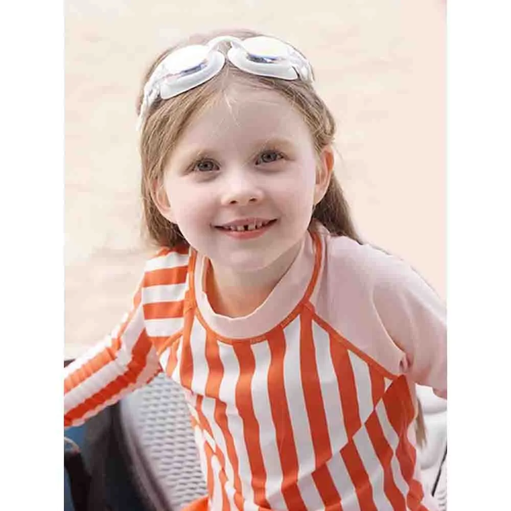 Little Surprise Box Coral Stripes 2pcs Full Length Swimsuit for Girls with UPF 50 