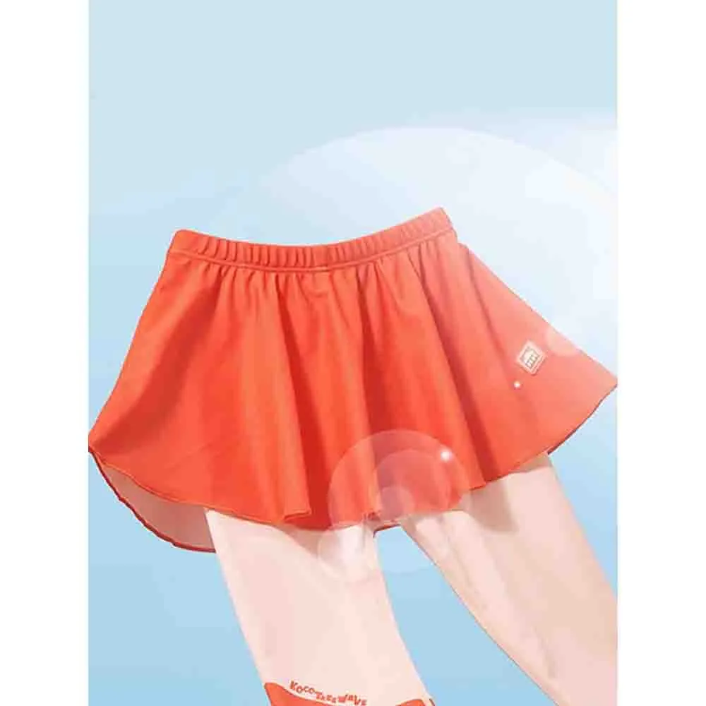 Little Surprise Box Coral Stripes 2pcs Full Length Swimsuit for Girls with UPF 50 