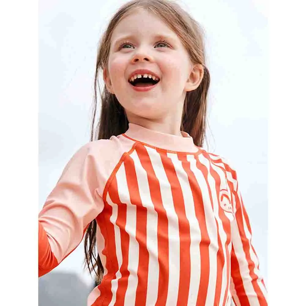 Little Surprise Box Coral Stripes 2pcs Full Length Swimsuit for Girls with UPF 50 