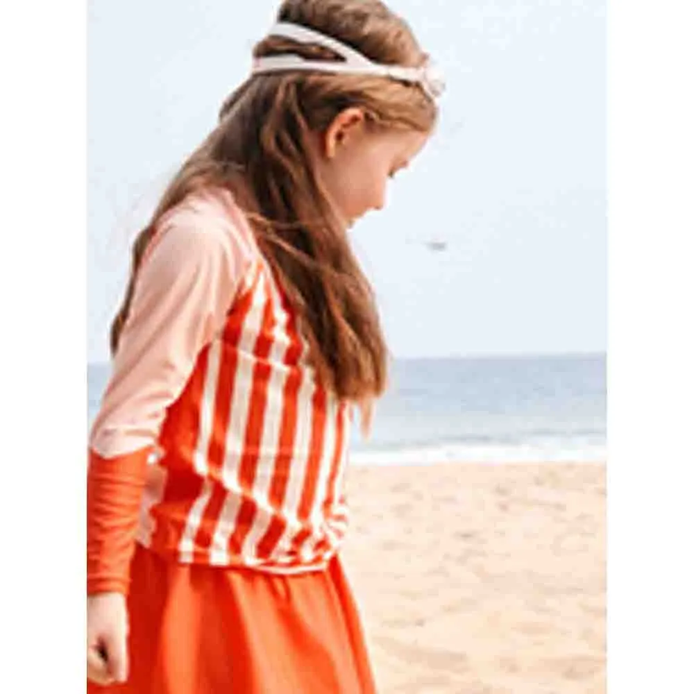 Little Surprise Box Coral Stripes 2pcs Full Length Swimsuit for Girls with UPF 50 