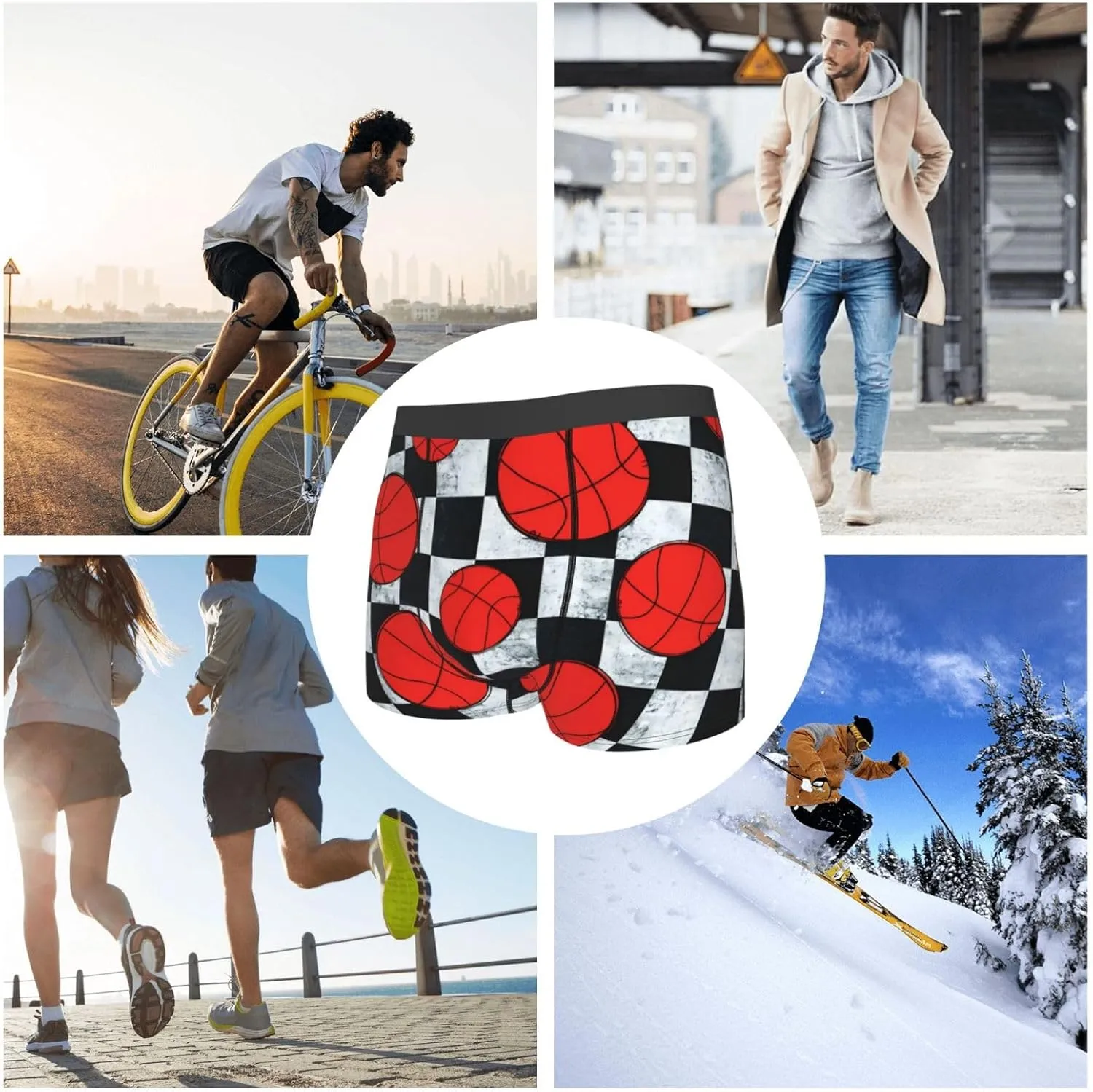 love Basketball Sports Leopard Men's Boxer Briefs Breathable Stretch Underwear Trunks for Men
