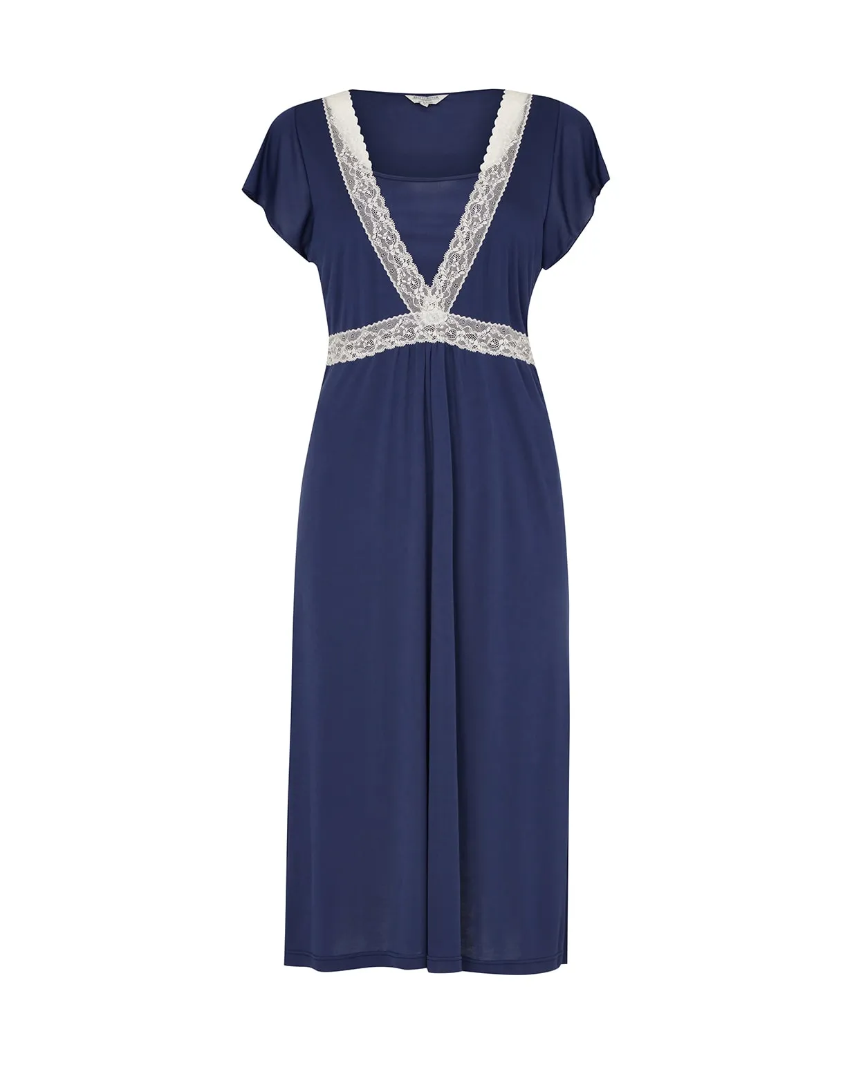 Maternity & Nursing Short Sleeve Lyocell Nightdress - Navy