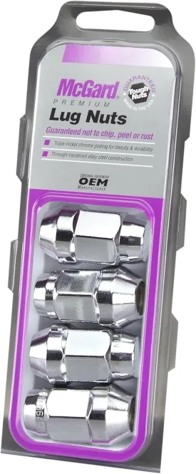 McGard 64023 Chrome (M14 x 1.5 Thread Size) Bulge Cone Seat Style Lug Nut, (Set of 4), 4 Lug Nuts