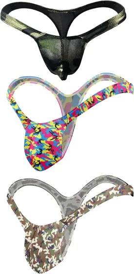 Men's Colorful G-String Thongs Colorful Printing Swimming T-Shaped Panties
