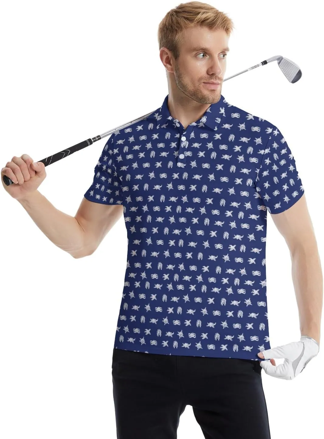 Men's Funny Golf Shirts Hawaiian Polo Shirts 80S Flashes Polo Shirts Funny Hawaiian Beach Summer Golf Polo Shirts