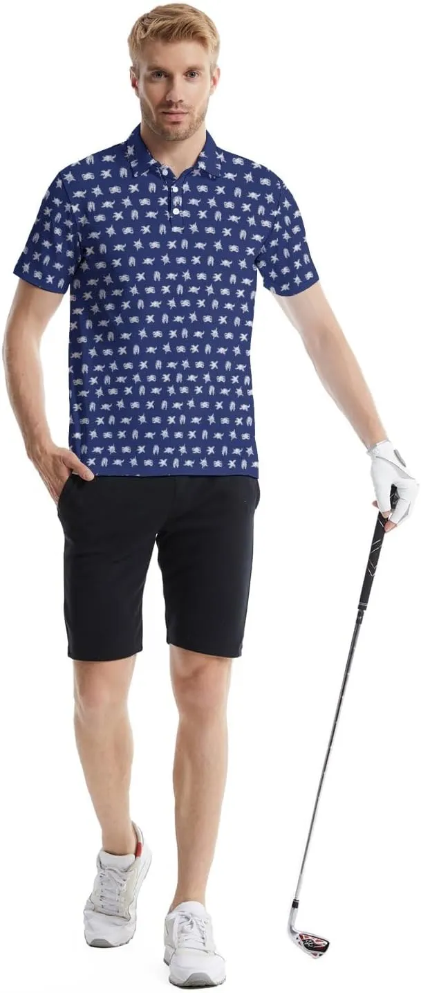 Men's Funny Golf Shirts Hawaiian Polo Shirts 80S Flashes Polo Shirts Funny Hawaiian Beach Summer Golf Polo Shirts