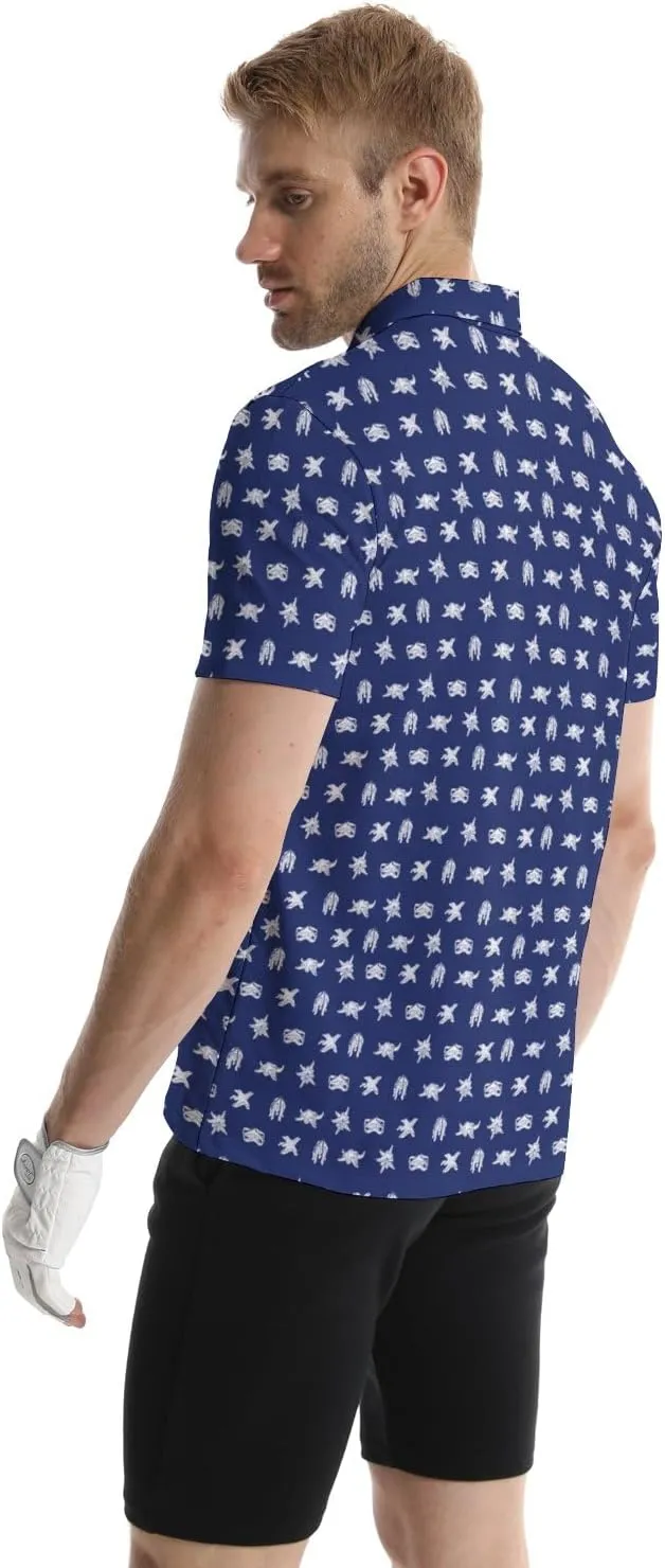 Men's Funny Golf Shirts Hawaiian Polo Shirts 80S Flashes Polo Shirts Funny Hawaiian Beach Summer Golf Polo Shirts