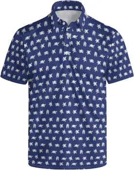 Men's Funny Golf Shirts Hawaiian Polo Shirts 80S Flashes Polo Shirts Funny Hawaiian Beach Summer Golf Polo Shirts