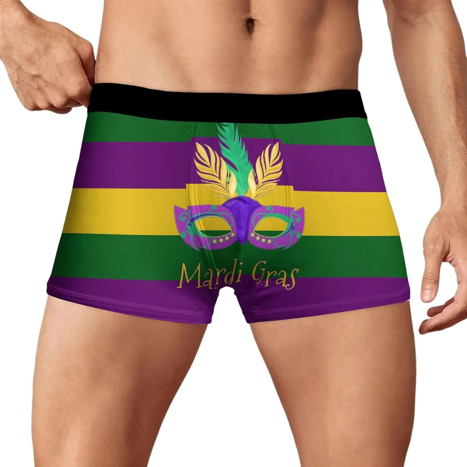 Men's Underwear Grid Fancy Mask Printed Boxer Briefs Comfortable Gym Stretchy Shorts Gifts Gifts for Men